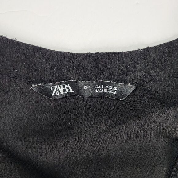 Zara Dress Size Small Ciffon Line Texture Embroidery Zig Zag Light Pilling - Picture 5 of 11